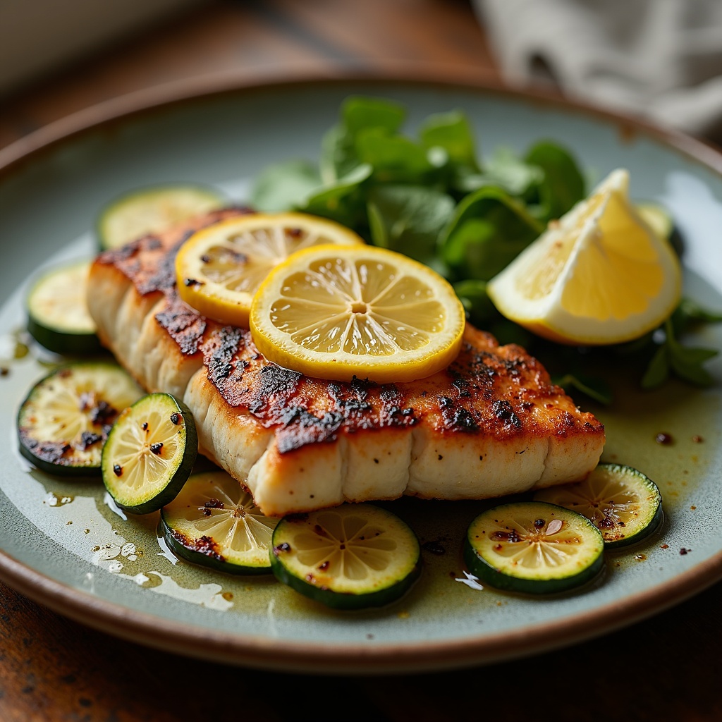 Grilled swordfish w/ Mediterranean spice — 4 lb frozen, ~25 min, 2 dinners