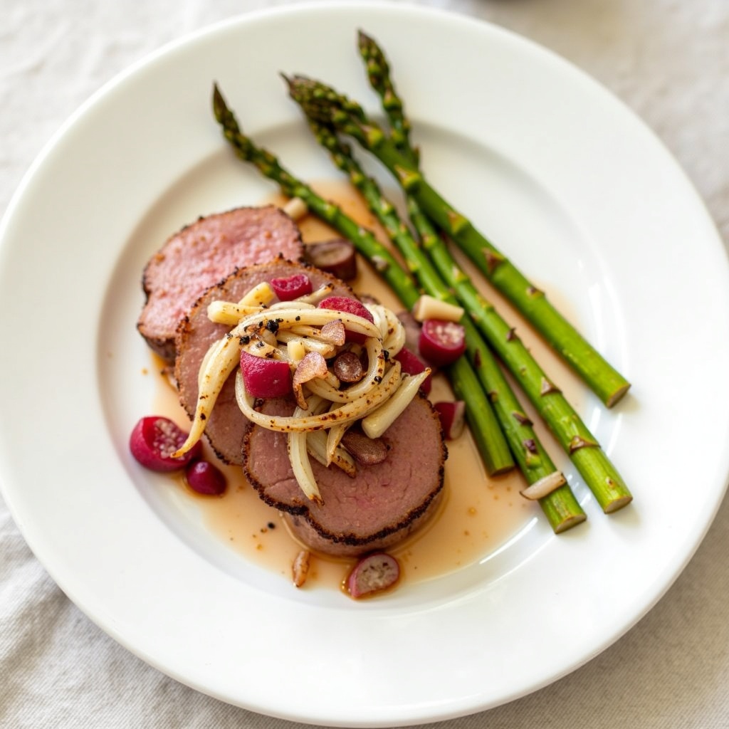 Rhubarb-glazed pork tenderloin (Zakarian, from archive!) + grilled asparagus + new potatoes — 4 tenderloins, 2 dinners